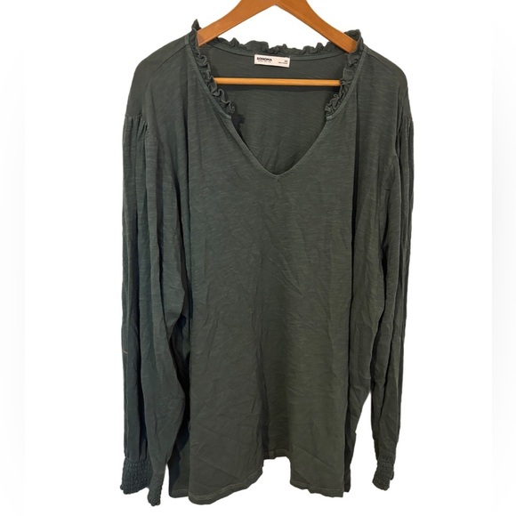 Tops - Sonoma Good For Life Women’s Long Sleeve Green V-Neck Size 4X